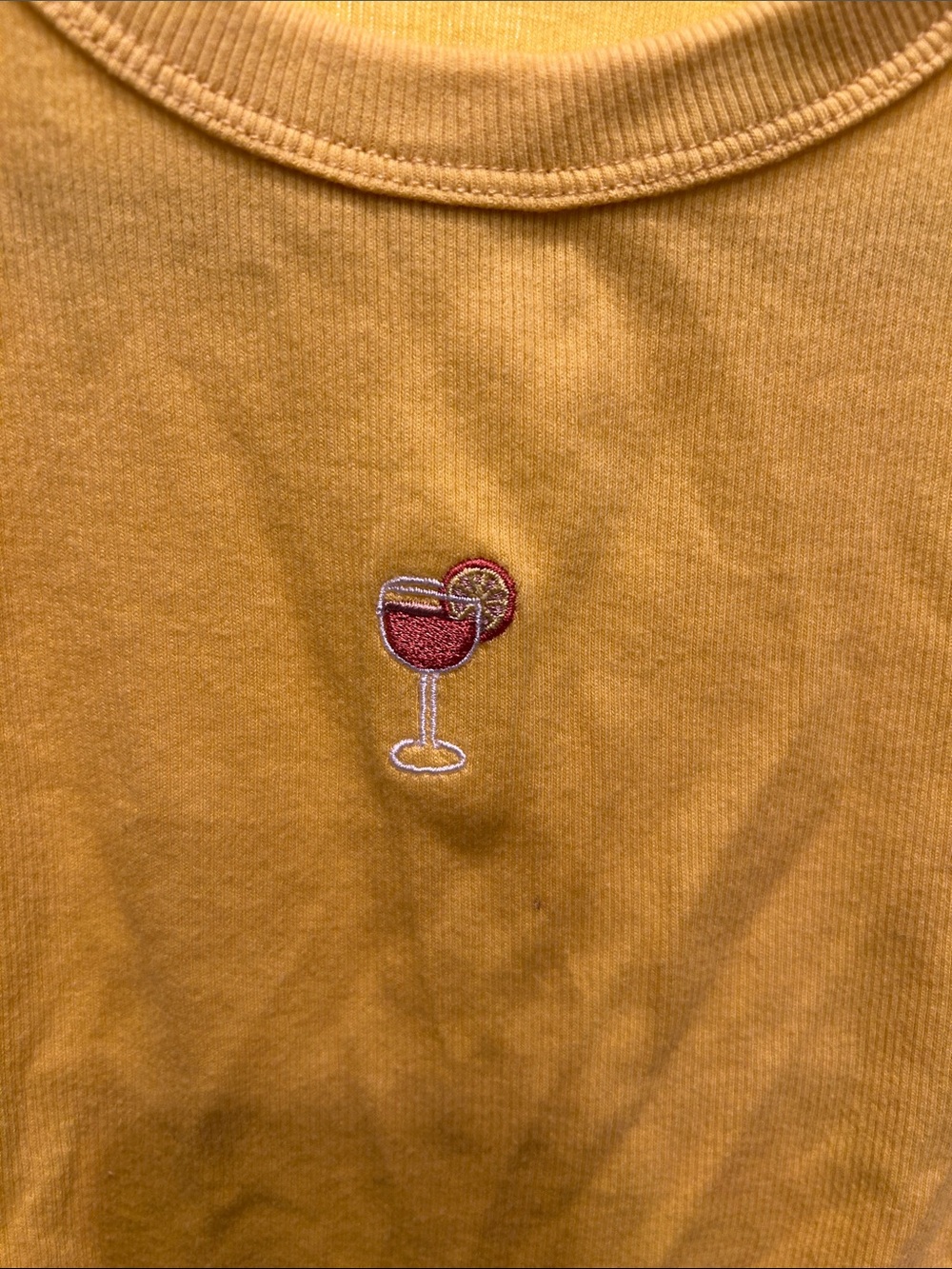 a new day Bright Yellow Ribbed Tank with Cocktail Glass Patch - Picture 2 of 2